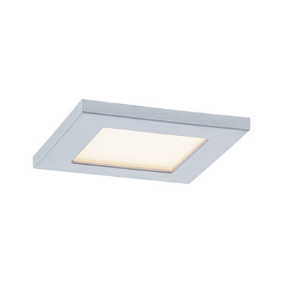 Plafonnier LED carré en aluminium argenté avec lumière blanc chaud pour pièces à vivre