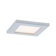 Vierkante LED-plafondlamp van zilverkleurig aluminium met warm wit licht voor woonruimtes