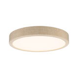 Round ceiling light with beige fabric shade and warm white LED for living spaces