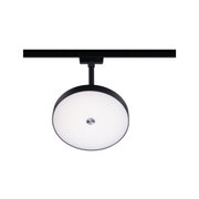 Ronde plafondlamp met zwart metalen frame en witte diffuser voor moderne binnenverlichting