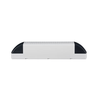 White plastic housing with black end caps, rectangular design for LED lighting fixture