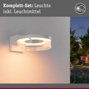 Weißes Außenwandleuchte-Set mit integriertem Leuchtmittel für Gartenbeleuchtung bei Nacht