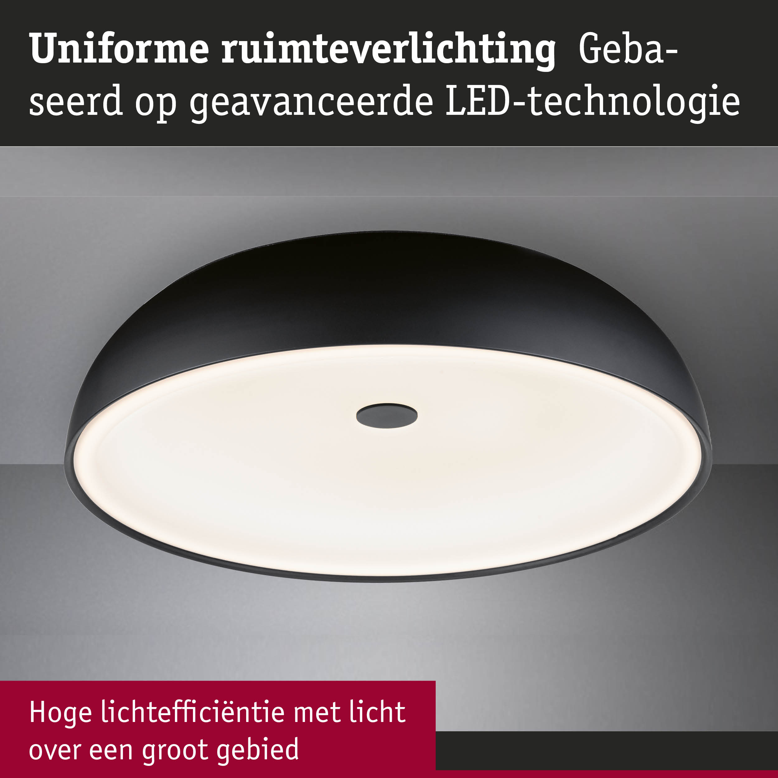 Zwarte LED-plafondlamp met uniforme ruimteverlichting en hoge lichtefficiëntie voor grote gebieden