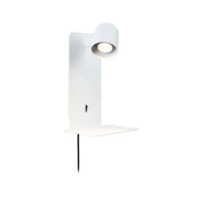 Modern white metal wall spotlight with shelf and LED light for home lighting solutions