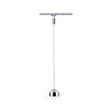 Modern pendant light ball in chrome and glass with slim cable for track lighting system
