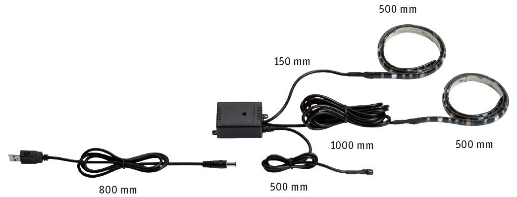 USB LED Strip 0,5m 2x1,2W 80lm/m RGB