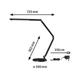 Black LED desk lamp with adjustable arm and 150 cm cable for office lighting.