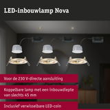 LED-inbouwlamp Nova met 230V directe aansluiting, 45 mm inbouwdiepte en verwisselbare LED-coin