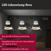 Witte LED-inbouwlamp Nova met gouden inzetstuk en 230V aansluiting voor moderne verlichting
