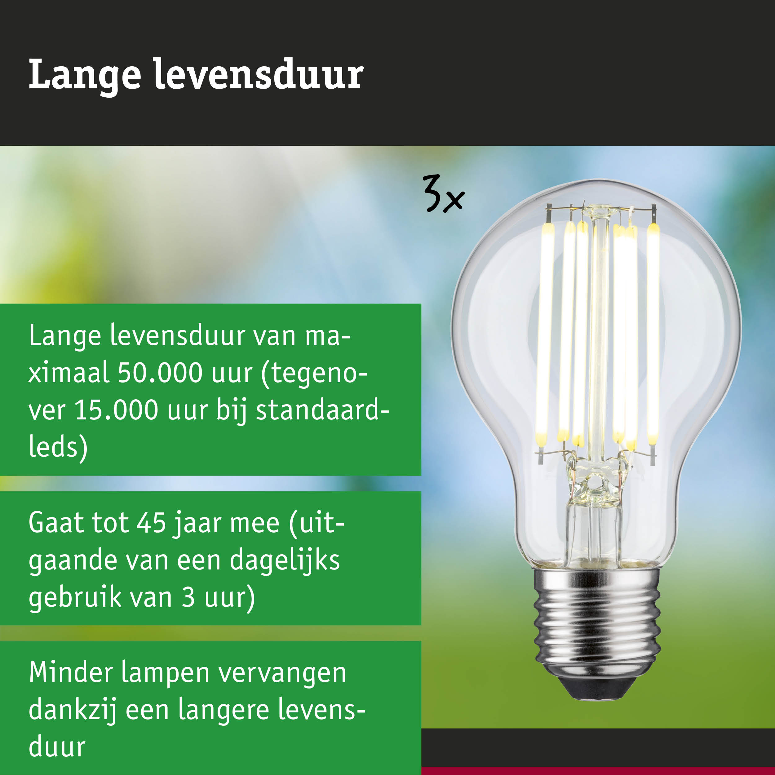 LED-lamp met 3,5 keer langere levensduur dan conventionele armaturen, duurzame LED-verlichting
