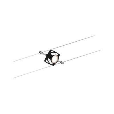 Spot LED noir sur câble avec lampe réglable sur fils argentés pour éclairage moderne