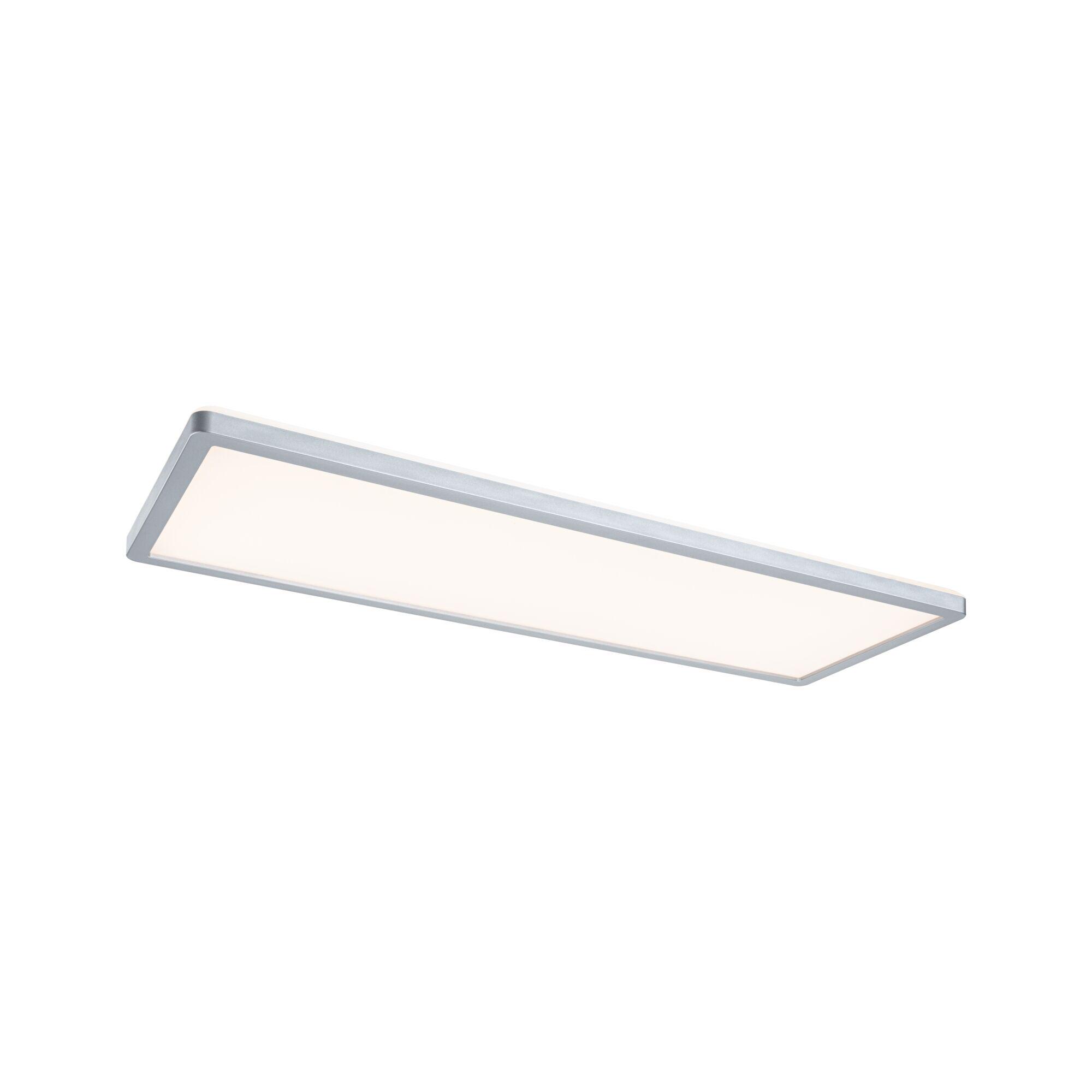 Rechteckige LED-Deckenleuchte aus Aluminium in Silber mit warmweißem Licht für moderne Räume