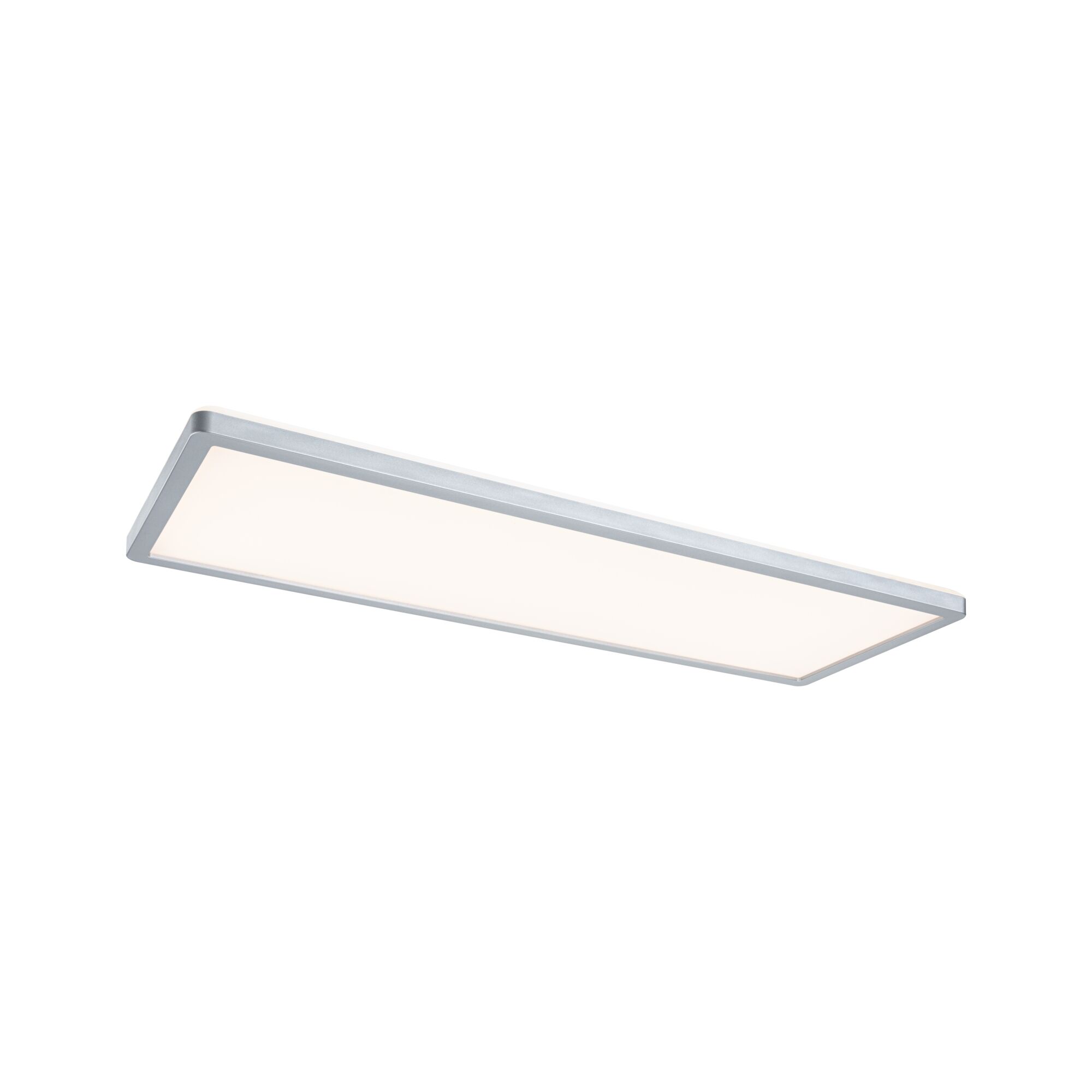 Rectangular silver aluminium LED ceiling light with warm white illumination for modern interiors