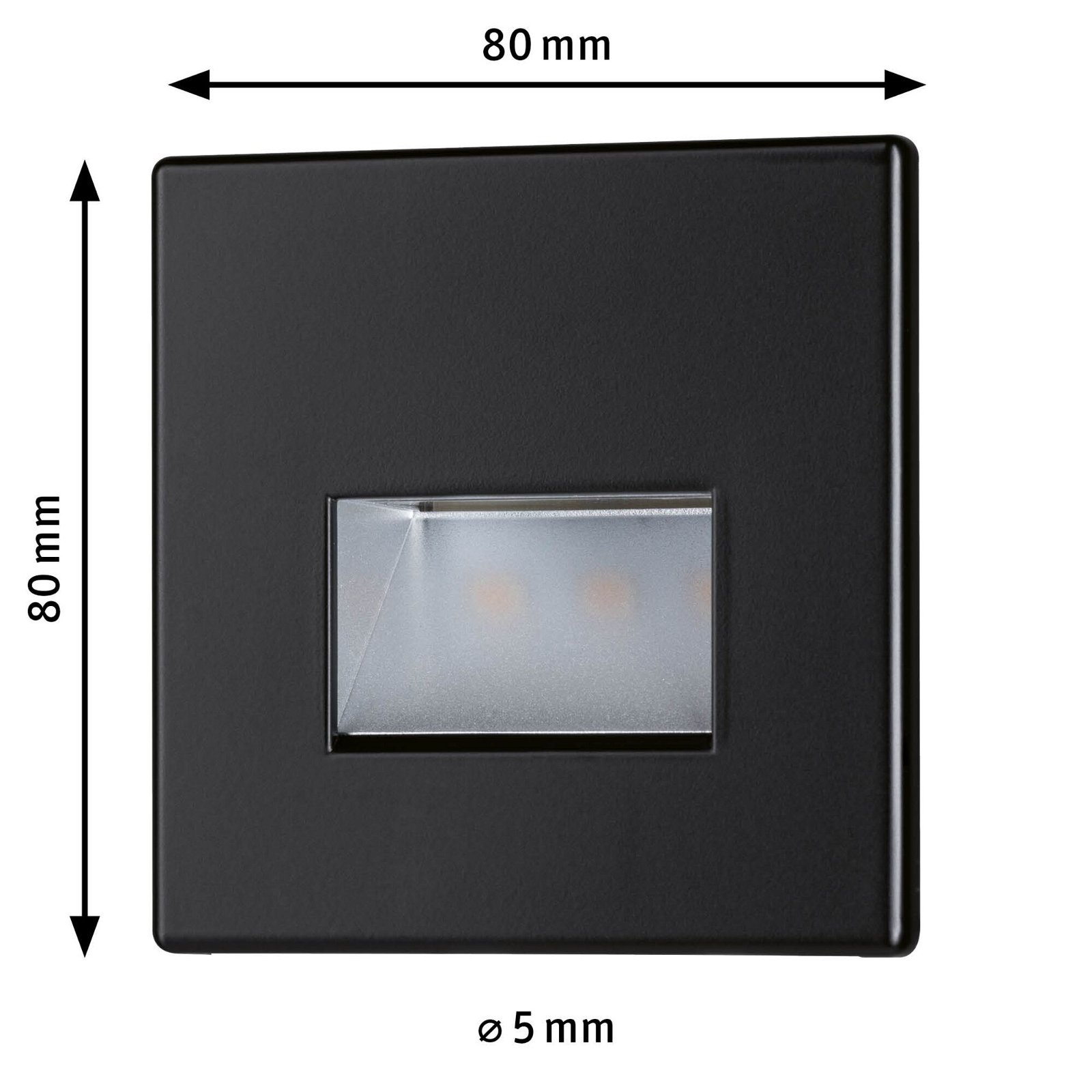 LED Recessed wall luminaire Edge Quadro square 80x5mm 1,2W 50lm 230V 2700K Black matt