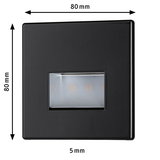 Applique murale LED carrée noire en métal de 80 mm de côté avec ouverture lumineuse de 5 mm