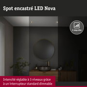 Spot encastré LED Nova doré avec fonction dimmable 3 niveaux pour éclairage salle de bain