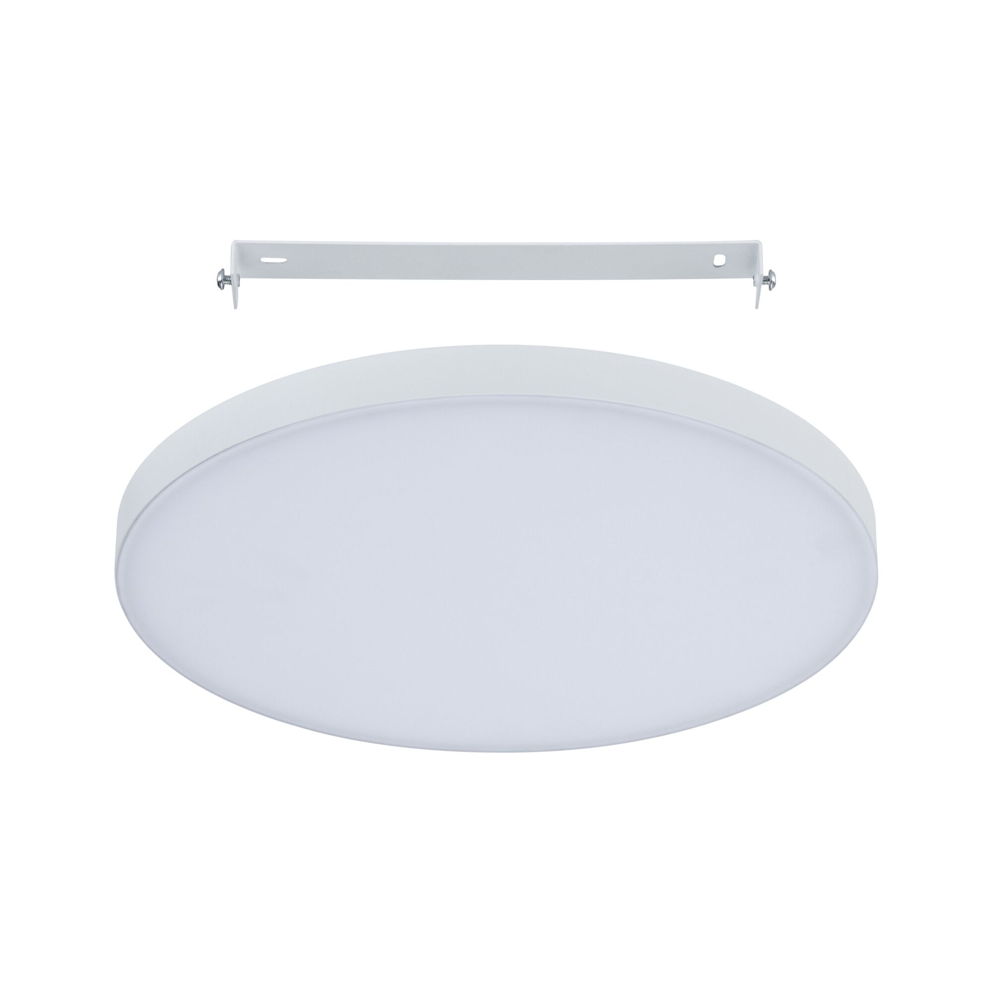 Plafonnier LED rond blanc avec cadre métallique et diffuseur pour éclairage moderne