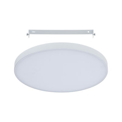 Plafonnier LED rond blanc avec cadre métallique et diffuseur pour éclairage moderne