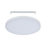 Round white LED ceiling light with metal frame and diffuser for modern room lighting