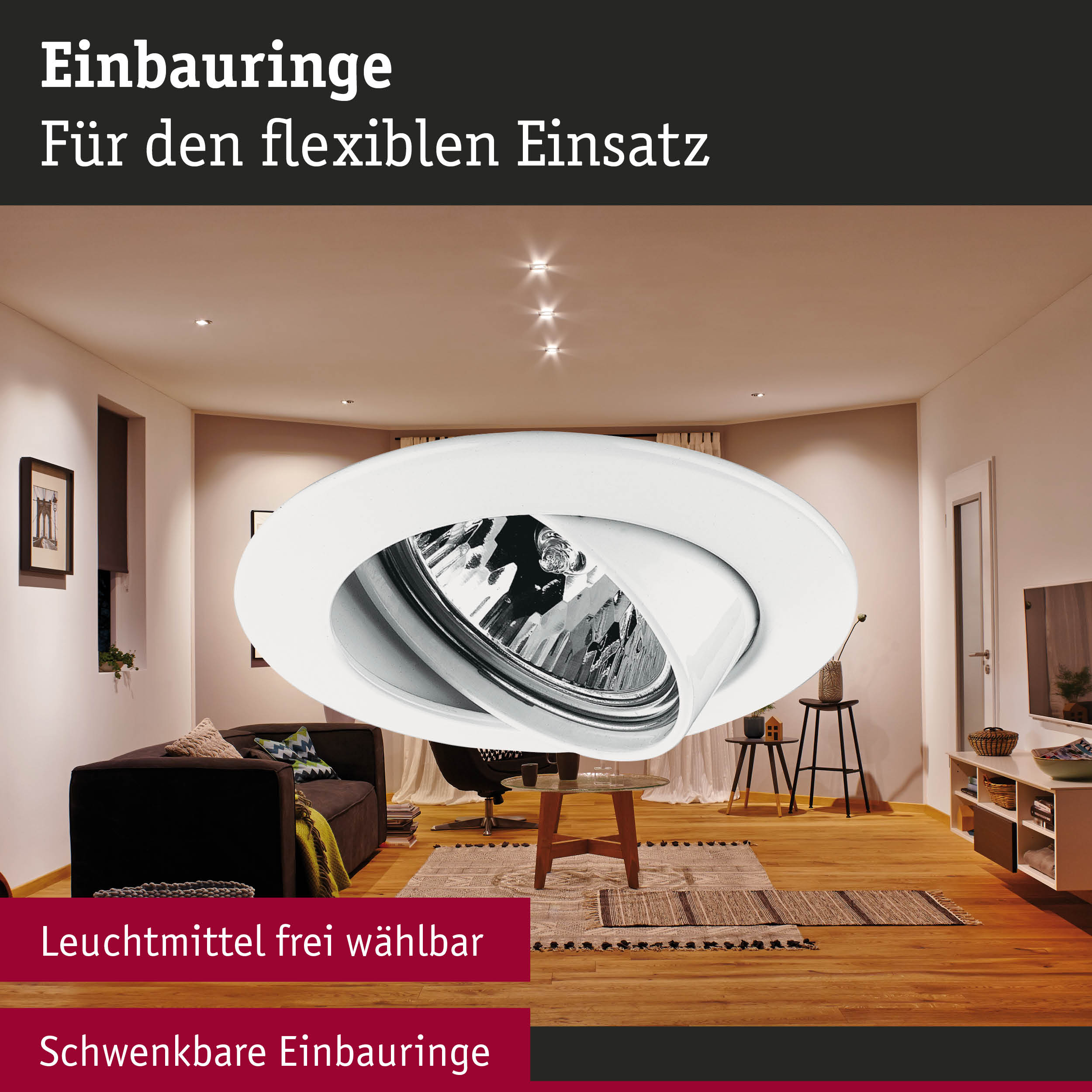 Premium Einbauleuchte schwenkbar rund 83mm 30° GU5,3 max. 50W 230/12V dimmbar Weiß