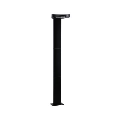 Black metal LED outdoor light with round head and square base for garden lighting