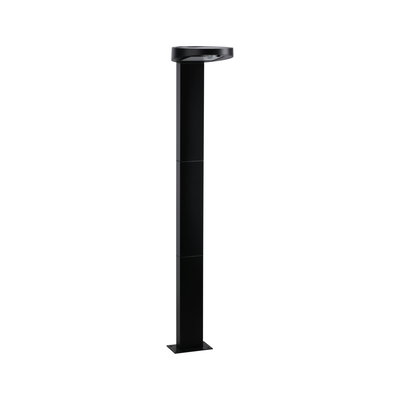 Black metal LED outdoor light with round head and square base for garden lighting
