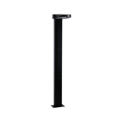 Schwarze LED-Außenleuchte aus Metall mit rundem Kopf und quadratischer Basis für Gartenbeleuchtung