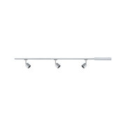 Rail LED à trois spots en aluminium argenté avec projecteurs réglables pour éclairage intérieur moderne