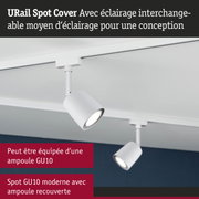 Cache spot URail blanc en métal avec douille GU10 pour systèmes d'éclairage sur rail modernes