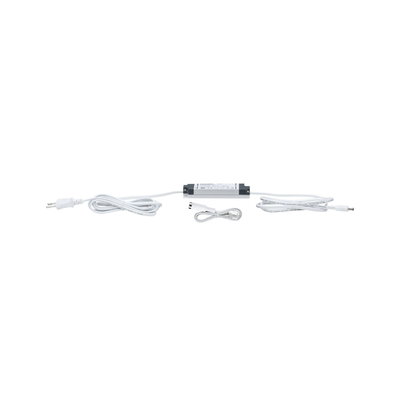 White LED power supply with cables and plug for energy-efficient lighting solutions