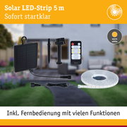 Solar LED-Strip 5 m mit Fernbedienung und warmweißer Beleuchtung für Garten und Terrasse