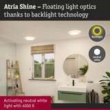 Modern bathroom with Atria Shine LED ceiling lights emitting neutral white 4000K light