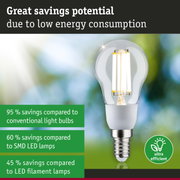 Energy-saving LED bulb with clear glass and E14 base for eco-friendly lighting solutions