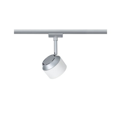 Moderner LED-Strahler in Silber und Weiß aus Metall für flexible Schienenbeleuchtung im Innenraum