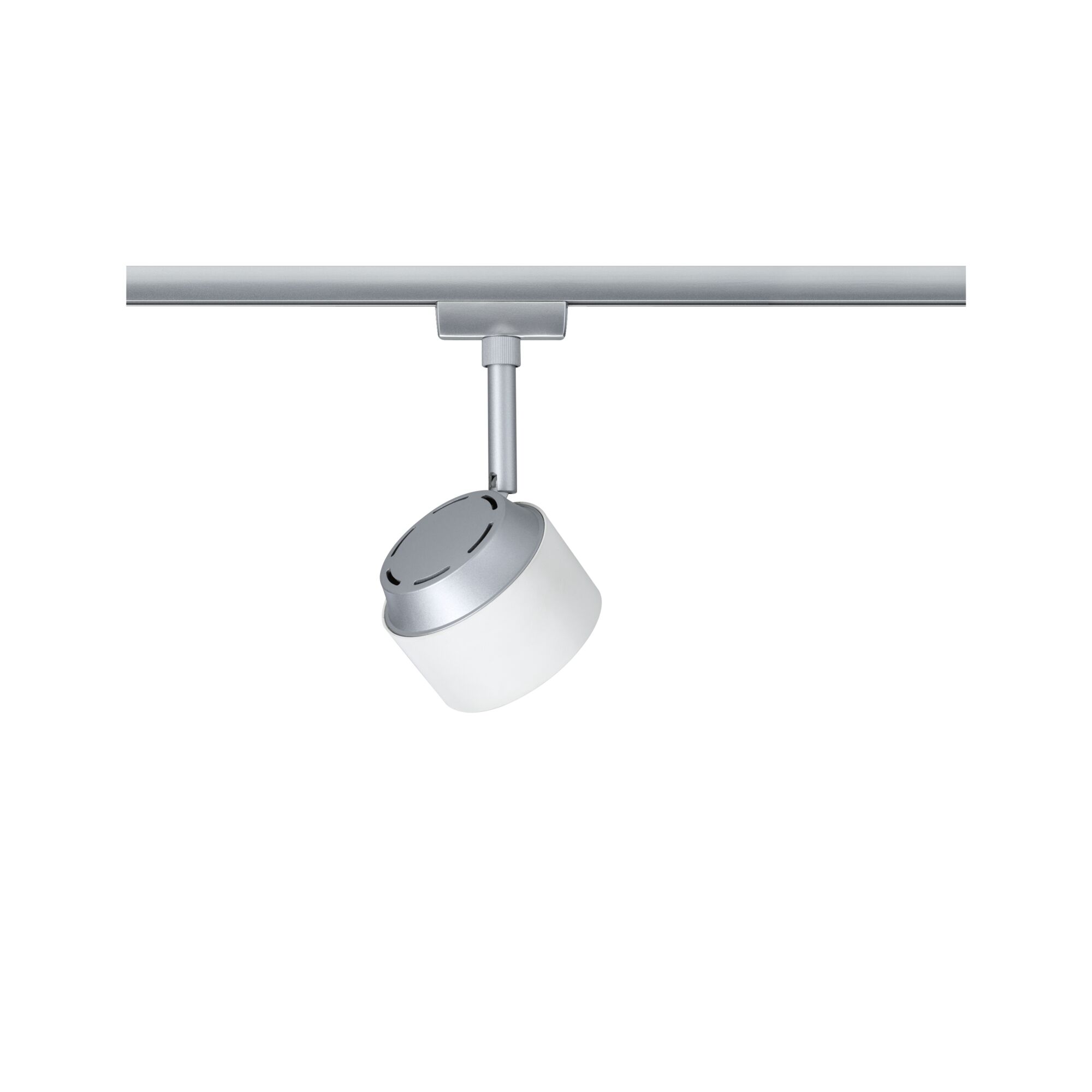 Modern silver and white metal LED spotlight for flexible indoor track lighting solutions