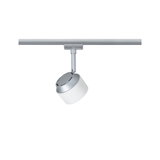 Modern silver and white metal LED spotlight for flexible indoor track lighting solutions