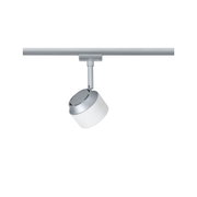 Moderner LED-Strahler in Silber und Weiß aus Metall für flexible Schienenbeleuchtung im Innenraum