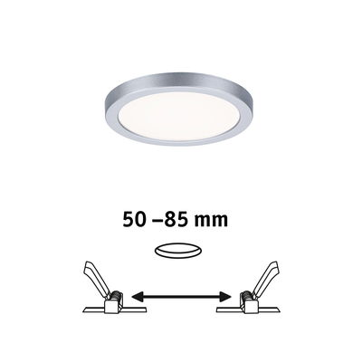 Rundes LED-Panel in Silber mit weißem Licht, Einbauleuchte für 50-85 mm Deckendicke