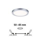 Round silver LED panel with white light, recessed ceiling light for 50-85 mm thickness