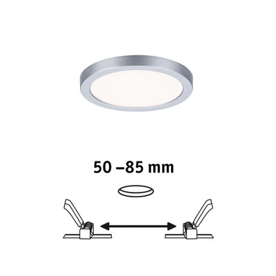 Rundes LED-Panel in Silber mit weißem Licht, Einbauleuchte für 50-85 mm Deckendicke