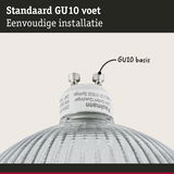 Close-up van een witte kunststof GU10 lampvoet met eenvoudige installatie