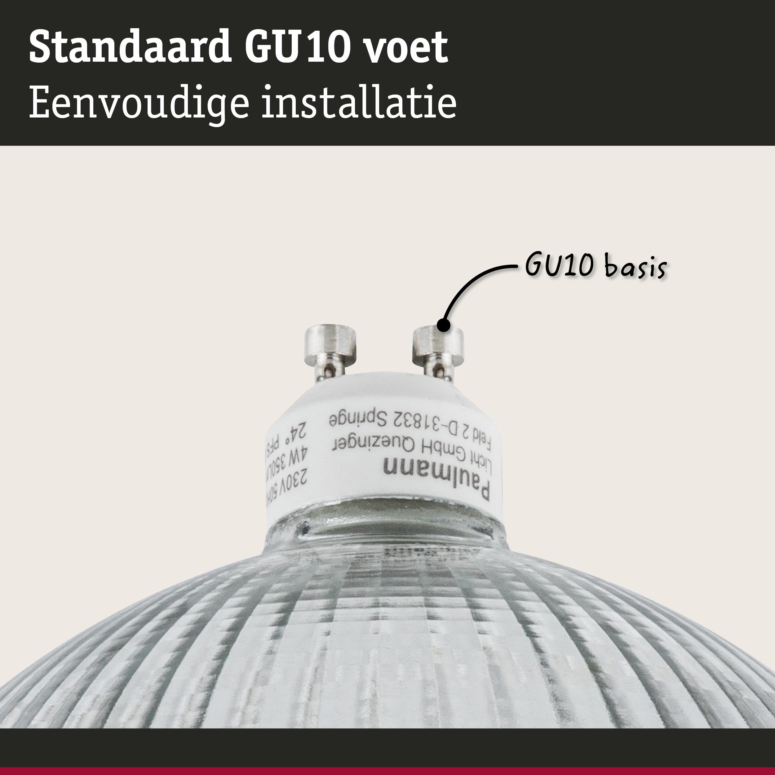 Close-up van een witte kunststof GU10 lampvoet met eenvoudige installatie