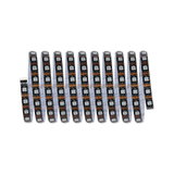 Bande LED noire avec LEDs blanches et composants orange pour solutions d'éclairage flexibles