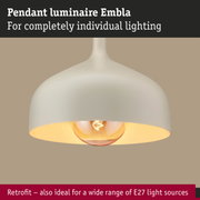 Embla pendant luminaire in cream white with E27 socket for customizable lighting and retrofit use