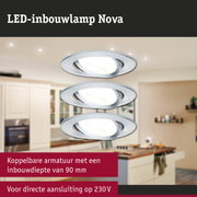 Zilverkleurige metalen LED-inbouwspot Nova met kantelbare armatuur voor moderne binnenverlichting