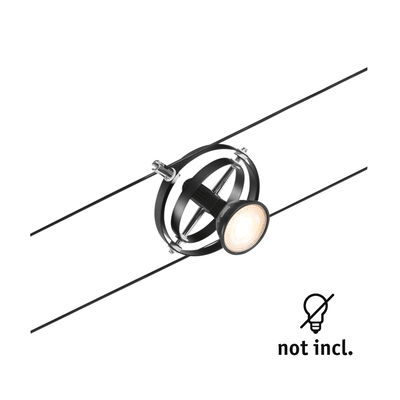 Black LED cable spotlight with rotatable metal ring for flexible accent lighting solutions