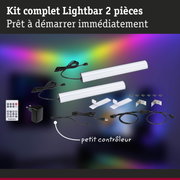 Kit complet Lightbar 2 pièces avec 2 barres LED blanches, télécommande et accessoires pour éclairage intelligent