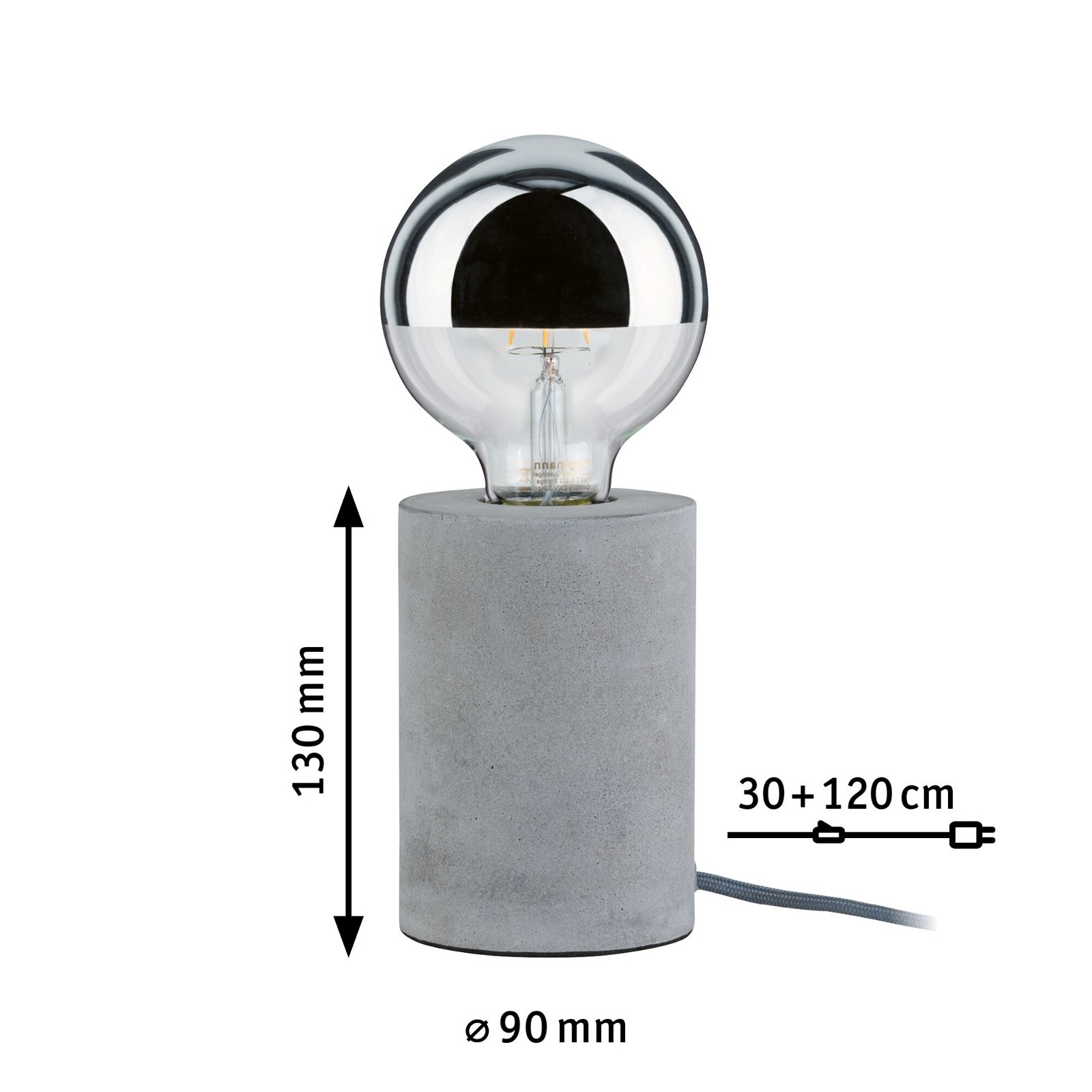 Neordic Lampe à poser Mik E27 max. 20W Gris Béton