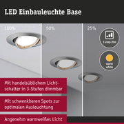 LED Einbauleuchte Base in Edelstahl mit 3-Stufen-Dimmung und warmweißem Licht für Wohnräume