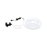 Bande LED blanche avec adaptateur noir et clips de montage pour éclairage flexible